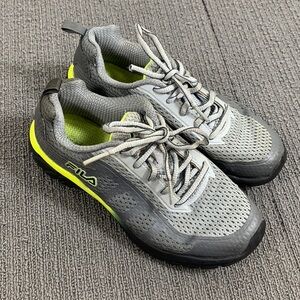 Fila Diskize 2 Sneakers Boys Size 2 Little Kid Gray Yellow Mesh 3RM00690-051
